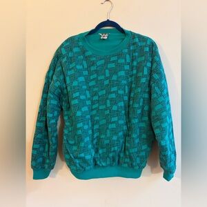 Vintage Fuel Injection Stuffed Puffy Geometric Pattern Sweater Sweatshirt Top